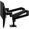 Monitorarm Ergotron LX Pro Dual, für 2 Displays nebeneinander, bis 27″, neig-/schwenk-/drehbar, höhenverstellbar, Tischhalterung, VESA, Metall, schwarz