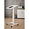 Monosäulen-Beistelltisch, rechteckig, höhenverstell-/neigbar, Gasdruckfeder-Fußpedal, mit Rollen, B 600 x T 520 x H 758-1128 mm, weiß