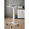Monosäulen-Beistelltisch, rechteckig, höhenverstell-/neigbar, Gasdruckfeder-Fußpedal, mit Rollen, B 600 x T 520 x H 758-1128 mm, weiß