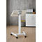 Monosäulen-Beistelltisch, rechteckig, höhenverstell-/neigbar, Gasdruckfeder-Fußpedal, mit Rollen, B 600 x T 520 x H 758-1128 mm, weiß