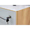 MONTERIA verrijdbaar onderstel, 3 lades met zelfsluitend mechanisme, glasfront &amp; -steun, B 400 x D 500 x H 550 mm, Navarraanse eik/wit
