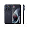 Dunkelblaues Motorola Smartphone von vorne, hinten und der Seite mit 'moto ai' Logo auf dem Bildschirm.