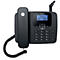 Schwarzes Motorola Schnurtelefon mit beleuchtetem Display, Tastenfeld und Hörer vor weißem Hintergrund.