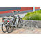Mottez B131AR, 2-zijdig, voor banden met B 35-55 mm, met diefstalbeveiliging, 4 beugels, voor maximaal 5 fietsen, B 1320 x D 330 x H 830 mm, stalen buis, zilver
