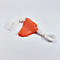 Orange pennant with white string on a white background.