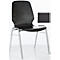 Black wooden chair with chrome legs on a white background. Next to it a black rectangle.