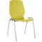 A yellow chair with metal legs against a white background. The backrest is curved.
