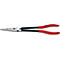 Needle-nose pliers with red handles and black center. Inscription: KNIPEX 261 200