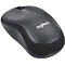 Wireless Logitech mouse in gray with brand lettering.