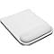 White mouse pad with wrist rest. Gray frame, Kensington lettering.