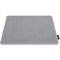 Gray, rectangular mousepad. With white border and small logo.