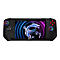 Schwarzer Handheld-Gaming-PC mit farbigem Display, Drachen-Grafik und "MSI"-Logo.