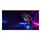 Schwarze Gaming-Maus mit leuchtendem Drachenlogo und RGB-Beleuchtung vor einem futuristischen, violett-blauen Hintergrund.