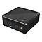 Schwarzer MSI Mini-PC mit gerippter Oberfläche, Anschlüssen und Power-Button auf der Vorderseite.