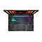 Gaming-Laptop von oben: RGB-Tastatur mit auffälligem Spinnennetz-Design auf der Handballenauflage.