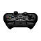 Schwarzer Gamecontroller mit bunten Knöpfen und Logo, isoliert auf weißem Hintergrund.