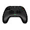 Schwarzer Gaming-Controller mit Knöpfen und Joystick, isoliert auf weißem Hintergrund.