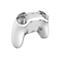 Rückseite eines weißen MSI Gaming-Controllers mit silbernen Tasten vor weißem Hintergrund.