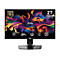 Schwarzer Monitor mit bunten Grafiken. 27 Zoll, WQHD, 240 Hz, OLED. Mit Standfuß.
