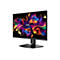 MSI Gaming-Monitor vor weißem Hintergrund mit farbenfrohem, abstraktem Grafik-Hintergrundbild auf dem Display.