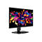 MSI Gaming-Monitor vor weißem Hintergrund mit farbenfrohem, abstraktem Wallpaper auf dem Display.
