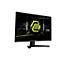 Schwarzer Gaming Monitor mit Neon-Design. Auf dem Bildschirm leuchtet das MSI-Logo.