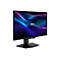 Schwarzer Gaming Monitor mit MSI-Logo, Display mit bunten Wellen vor weißem Hintergrund. Der Monitor ist leicht angewinkelt, um die Details zu zeigen.