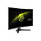 Ein schwarzer, gebogener MSI-Gaming-Monitor mit gelbem Logo und Aufschrift.