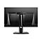 Rückseite eines schwarzen MSI Gaming-Monitors mit Standfuß auf weißem Hintergrund.