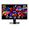 MSI MAG Gaming-Monitor mit 32 Zoll, 4K UHD-Auflösung und farbenprächtigem abstrakten Hintergrunddesign.