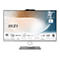 Ein 27-Zoll-All-in-One-PC von MSI. Weißes Gehäuse, silberner Standfuß, schwarze Webcam. Mit Zertifizierung, DDR5 und Anti-Blaulicht.