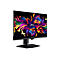 Schwarzer MSI Gaming-Monitor mit farbenfrohem, abstraktem Hintergrundbild vor weißem Hintergrund.