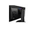 Detailansicht eines schwarzen MSI-Monitors, Rückseite mit Drachendekor und MSI-Logo.