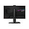 Rückseite eines schwarzen MSI Gaming-Monitors mit Drachenlogo und RGB-Beleuchtung auf einem Standfuß.
