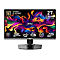 Ein 27 Zoll MSI-OLED-Gaming-Monitor mit buntem Hintergrund, Textangaben wie 4K UHD, G-Sync und 240Hz.