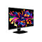 MSI-Monitor mit farbenfrohem Kunstwerk auf dem Bildschirm. Schwarzer Standfuß, Marke MSI.