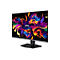 MSI Gaming-Monitor vor weißem Hintergrund mit farbenfrohem, abstrakten Grafik-Display.