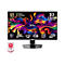 MSI 32 Zoll 4K UHD Gaming-Monitor mit leuchtend buntem abstraktem Hintergrund und technischen Spezifikationen.