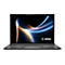 Ein grauer Laptop mit geöffnetem Display. Auf dem Bildschirm ist ein abstraktes, blau-orangenes Muster zu sehen. Unten rechts das MSI-Logo.