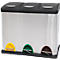 MSV poubelle en inox, 3 récipients de 20L chacun, mécanisme à pédale, poignée, pour l'intérieur et l'extérieur, inox