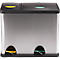 MSV poubelle en inox, 3 récipients de 8L chacun, mécanisme à pédale, poignée, pour l'intérieur et l'extérieur, inox