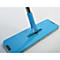 Serpillère plate bleue sur fond blanc. Le manche est partiellement visible.