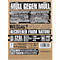 Brauner Hintergrund mit Text: „Müll gegen Müll“, „Wildbag by Wildplastic“ und technischen Daten der Müllsäcke, darunter 120L, dicht, reissfest, wasserdicht.