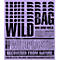 Schwarz-weißer Text auf lila Hintergrund: WILD BAG, Wir sind wild, By Wildplastic, Recovered from Nature. Hashtags: Wildplastic, Wildbag, Wiederbisschenweltgerettet.