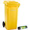 Mülltonne GMT, 120 l, fahrbar, gelb + Schwerlast-Abfallsäcke