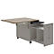 Multicontainer Home Office, verrijdbaar onderstel, opklapbaar zijpaneel rechts, B 480-1080 x D 800 x H 740 mm, eiken/wit