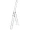 Multifunctionele ladder Krause, 3-delig, treden T 80 mm &amp; sporten T 30 mm, dwarsbalk, TRBS 2121-2, met 3 x 12 sporten, aluminium