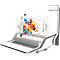 Multifunktions-Bindegerät Fellowes Lyra, binden/heften/lochen, bis DIN A4, B 423 x T 395 x H 153 mm, silber-weiß