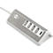 Multiladegerät brennenstuhl®estilo, für bis zu 5 Geräte, Schnellladefunktion, 1,5 m Textil-Kabel, 1x USB-C, 4x USB-Ladebuchse, Edelstahloberfläche, weiß
