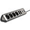 Multiprise brennenstuhl estilo, 6x, 2 prises de charge USB, IP20, longueur de câble 2 m, L 365 x l 60 x P 110 mm, acier inoxydable &amp; plastique, noir-argenté